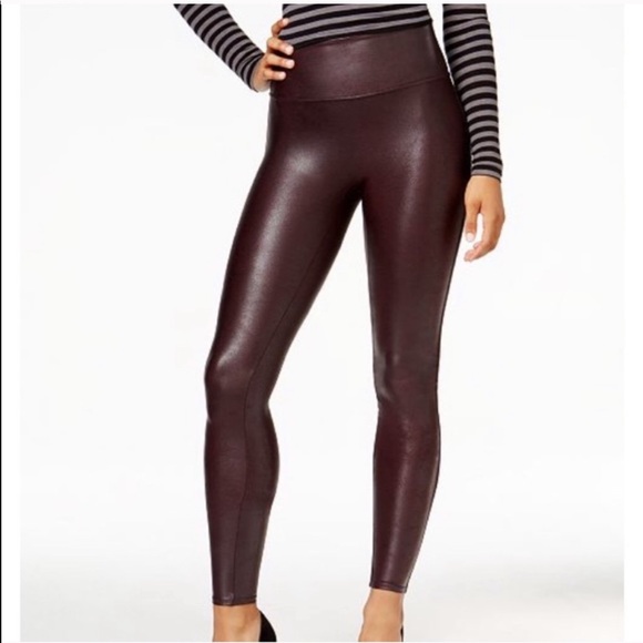 Maroon faux leather leggings Clearance
